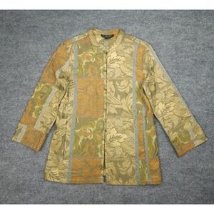 Citron Santa Monica Jacket Women's Small Floral Woven Thick Cotton Blend